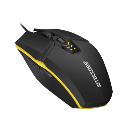 Проводная оптическая мышь JETACCESS OM-U58 черно-желтая (800/1200/2400/3200dpi, 6 кнопок, USB)