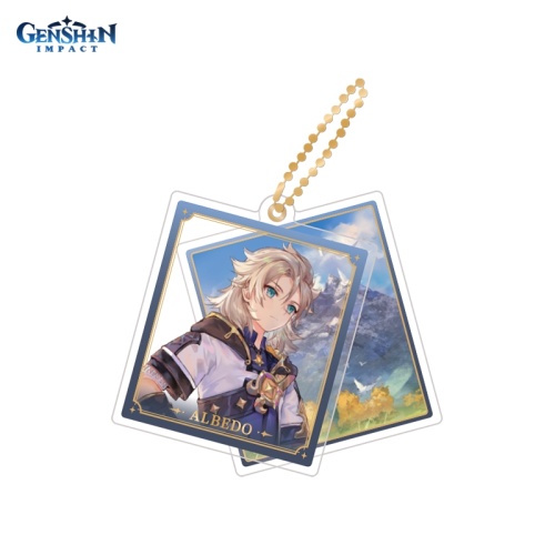Брелок акриловый Genshin Impact Character Acrylic Strap Albedo[ПОДАРКИ]